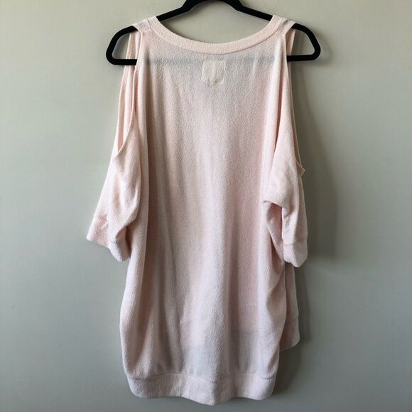 Chaser Fuzzy Textured Cold Shoulder Sweater - Picture 3 of 9